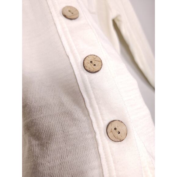 FP Beach by Free People Button Down Textured Sweater Top Ivory Size S Oversized - Picture 13 of 16